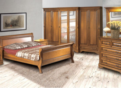 Country house style bed 3 pieces. with 2 Bedside Tables Wood Furniture Beds Set Brown